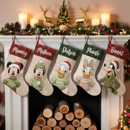 Discover Personalized Disney Christmas Stocking, Custom Mickey & Friends Holiday Sock, Xmas Stocking, Festive Disney Stocking, Custom Name Stockings