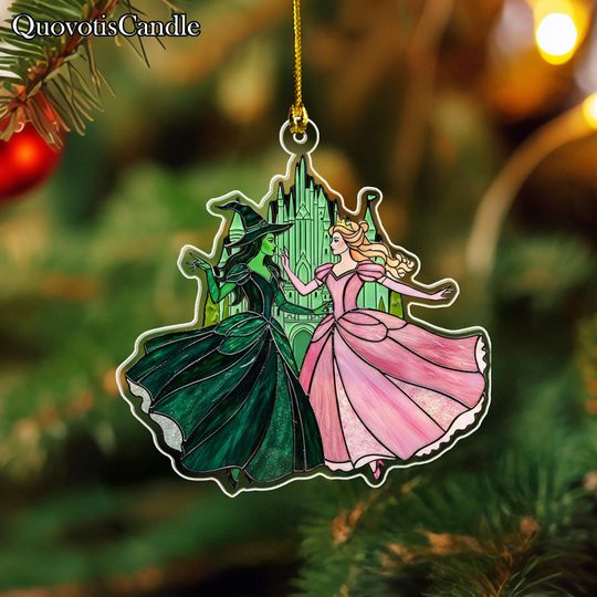 Elphaba and Glinda Besties Ornament, Elphaba and Glinda Christmas Ornament, Wicked the Musical Gift, Emerald City Fantasy Ornament