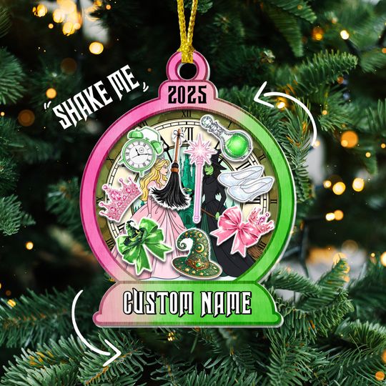 Personalized Wicked Christmas Shaker Ornament, Elphaba Glinda Wicked The Musical Christmas Gifts, Wicked Family Christmas, Changed For Good