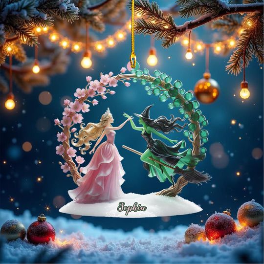 Personalized Wicked Ornament - Glinda Elphaba Custom Shape Acrylic Keepsake - Broadway Musical Fan Gift - Changed For Good Decor