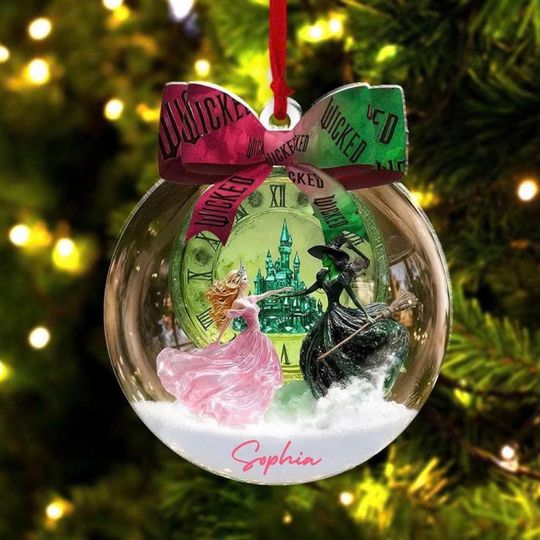 Wicked 2D Flat Acrylic Ornament 2025, Glinda Elphaba Christmas Decor, Pink Green Witch Bestie Gift