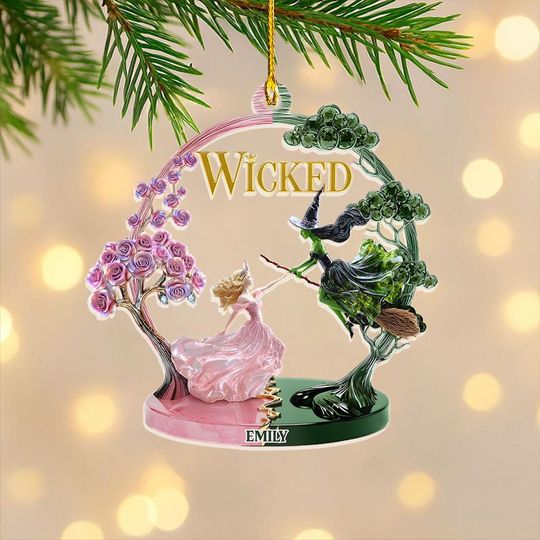 Wicked Ornament, Wicked Movie 2025 Acrylic Ornament, Defying Gravity Theater Fan Gift, Elphaba & Glinda Custom Broadway Souvenir Keepsake