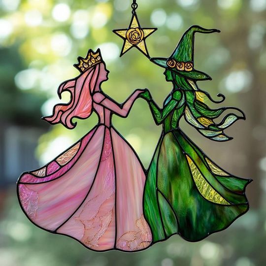 Wicked Musical Suncatcher: Elphaba and Glinda Besties Window Hanging