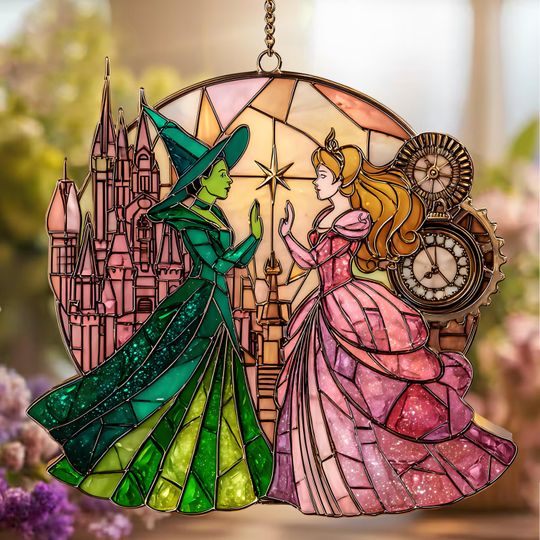 Elphaba and Glinda Acrylic Suncatcher, Wicked Musical Decor, Acrylic Witch Art, Wizard of Oz Gift, Birthday Gift