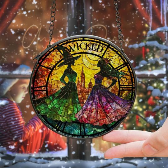 Elphaba & Glinda Acrylic Suncatcher, Wicked Christmas Ornament, Wizard Inspired, Wicked Musical Fan Xmas Gift