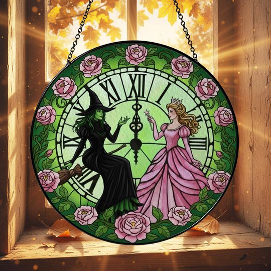 Elphaba and Glinda Besties Acrylic Suncatcher, Witches Of Oz, Wicked Musical Movie