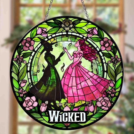 Elphaba and Glinda Besties Suncatcher Window Hanging, Wicked Christmas Ornament, Wicked Musical Movie Fan Xmas Gift