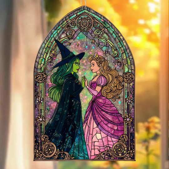 Elphaba and Glinda Acrylic Suncatchers, Wicked Musical Decor,  Wizard of Oz Gift, Fantasy Window Decoration, Handmade Decor