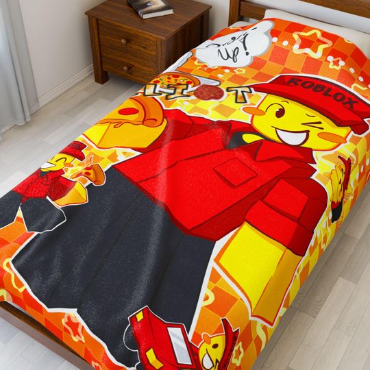 Elliot Plush Fleece Blanket - Pizza Lover Gift - Soft Velveteen for Roblox Forsaken