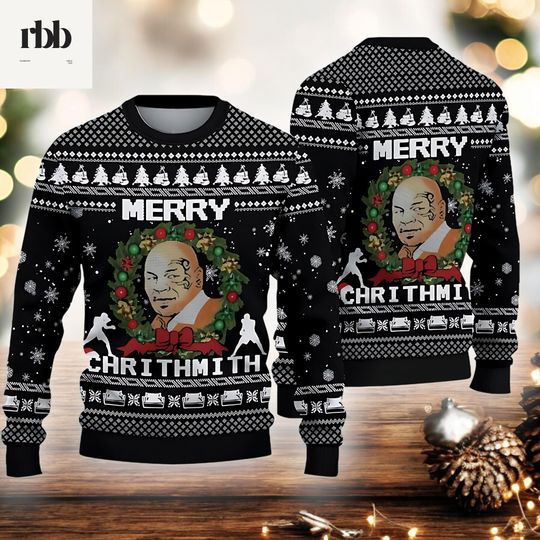 Mike Tyson Merry Christmas Ugly Sweater, Funny Boxing Holiday Jumper, Mike Tyson Fan Gift, Unisex Xmas Sweater