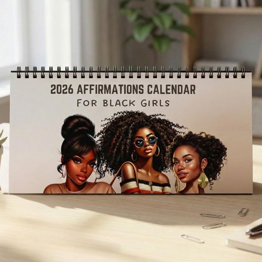 Black Girls Affirmations 2026 Desktop Calendar, African American Teen Motivational Wall Calendar, Inspirational Positive Thoughts
