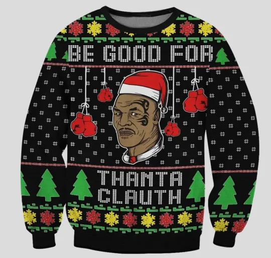 Merry Santa Mike Tyson Funny Ugly Christmas Sweater All sizes