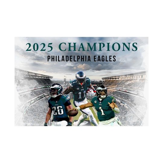 Discover Philadelphia Eagles 2025 Super Bowl Champions Satin Poster