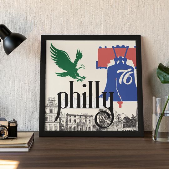 Philly Sports Canvas Framed Poster - Graphic Art, Philadelphia, Wall Decor - Kelly Green