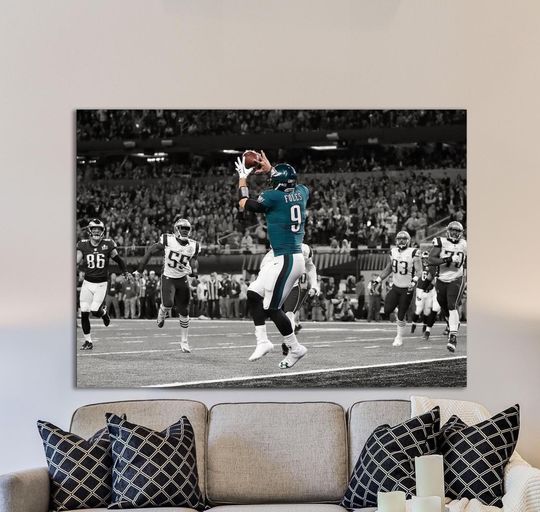 Nick Foles Philadelphia Eagles Super Bowl LII Philly Special Touchdown Canvas Wall Art Home Decor Framed Poster Print