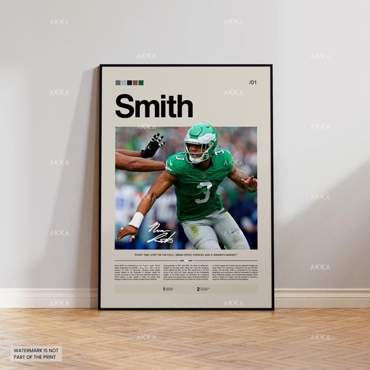 Discover Nolan Smith Poster, Smith Eagles Print, Framed Smith Philadelphia Art, Smith Wall Decor, Philadelphia Eagles Print Fan Gift Idea