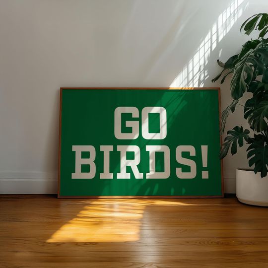 Discover Go Birds! Philadelphia Eagles Throwback Poster: Kelly Green Retro Football (Digital Download)