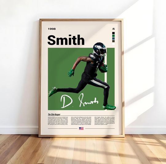 Discover DeVonta Smith Wall Art, Philadelphia Eagles Poster, football Receiver Print, Football Artwork, Sports Room Decor, Athlete Gift, Philly Poster