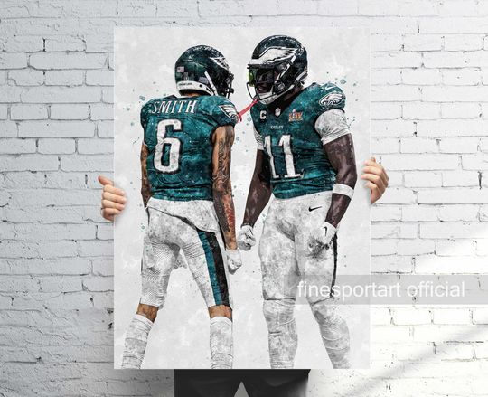 Discover DeVonta Smith and A. J. Brown Philadelphia Poster, Canvas, Football print, Sports wall art, Man Cave, Gift, Kids Room Decor