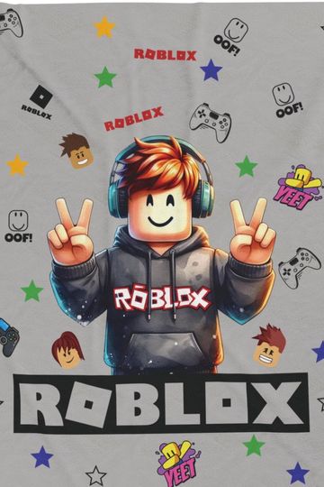Roblox Gamer Fleece Blanket for Kids and Boys, Sensory Travel Blanket, Roblox Birthday Gift