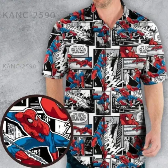 Discover Spiderr Man Comic Pattern Hawaiian Shirt, Perfect Marvell Gifts for Any Occasion