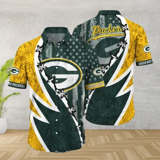 Discover Green Bay Football Team Packerss Hawaiian Button Down Shirt