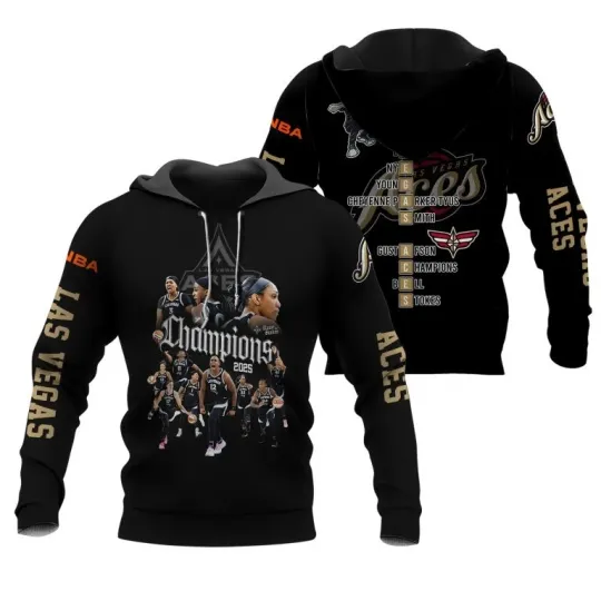 Discover Las Vegas Aces 2025 Champions Black Custom Hoodie 3D New Christmas
