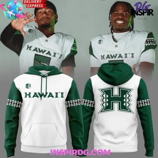 Discover Hawaii Rainbow Warriors football 2025 White Hoodie 3D Christmas