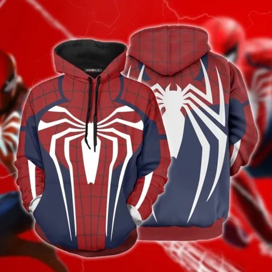 Spider-Man Cosplay PS4 Advanced Suit New Look 3D Hoodie Size