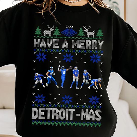 Discover Detroit Football Christmas Sweatshirt, Game Day Crewneck, Football Season Fan Gift