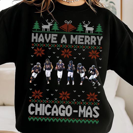 Discover Chicago Football Sweatshirt, Christmas Game Day Crewneck, Football Season Fan Gift
