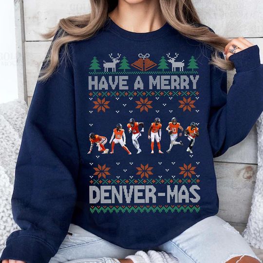 Discover Denver Football Christmas Sweatshirt, Game Day Crewneck, Football Season Fan Gift