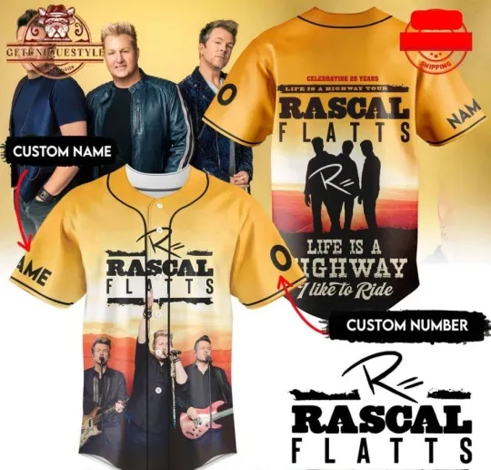 Discover Rascal Flatts 25th Anniversary Tour 2025 Baseball Jersey