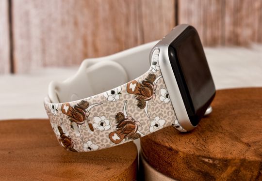 Discover Highland Cow Leopard Western Watch Band for Apple Watch, Fitbit, Samsung, Garmin