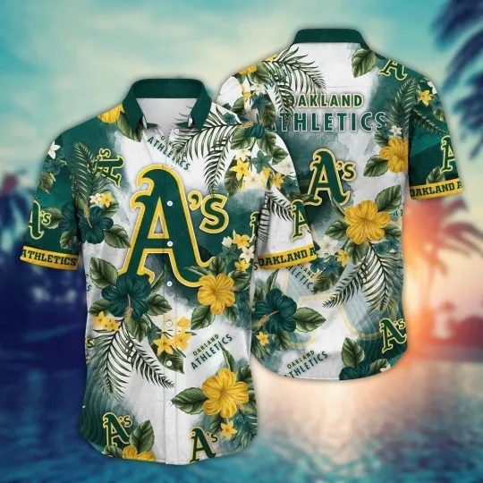 Discover Oakland Baseball Team Athleticss Hawaiian Shirt Button Down Unisex Adults S-5XL