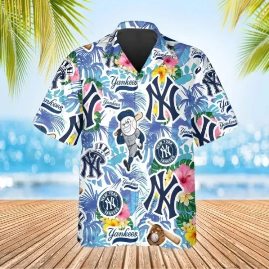 Discover New York Baseball Team Yankeess Hawaiian Shirt Button Down Unisex Adults S-5XL