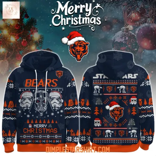 Discover Chicago Bear x Star Wars The Force Christmas 3D Hoodie