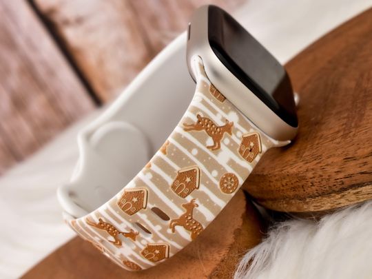 Discover Reindeer Gingerbread Christmas Silicone Watch Band compatible with Apple Watch