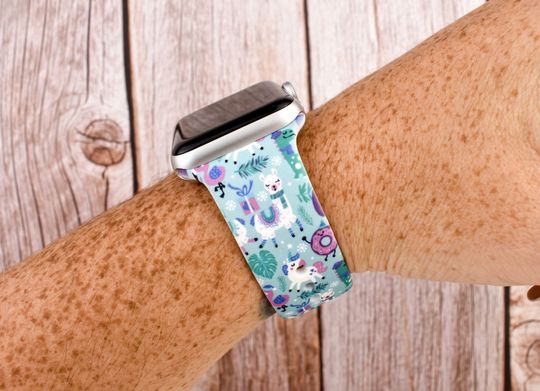 Discover Llama Sloth Dinosaur Donut Christmas Silicone Watch Band compatible with Apple Watch