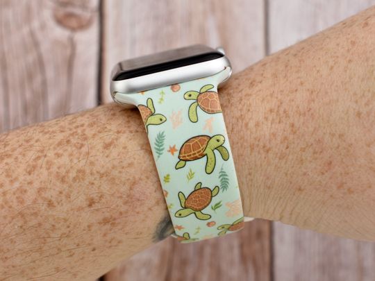 Discover Turtle Print Silicone Watch Band compatible with Apple Watch