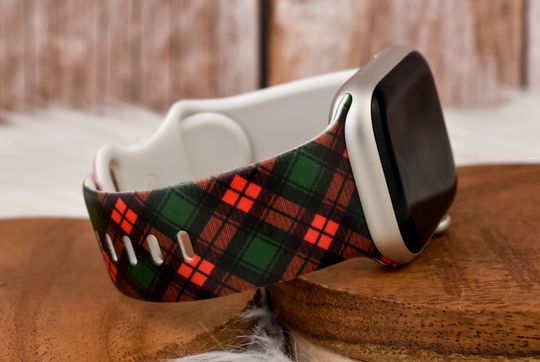 Discover Christmas Plaid Red and Green Silicone Watch Band compatible with Apple Watch