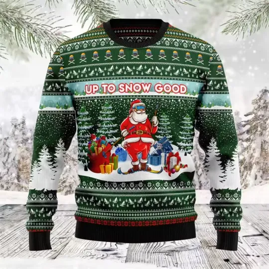 Discover Up to Snow Good Ugly Christmas Sweater Santa Candy Cane Holiday Party Pullover