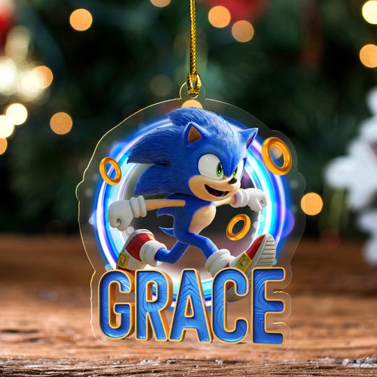 Discover Personalized Sonic Hologram Ornament/Sonic Hedgehog Character Acrylic Ornament