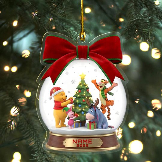 Discover Personalized Name Wiinie The Pooh Characters Christmas Acrylic Ornament