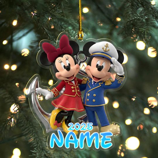 Discover Personalized Disney Christmas Cruise Ornament 2025, Mickey Family Acrylic Keepsake