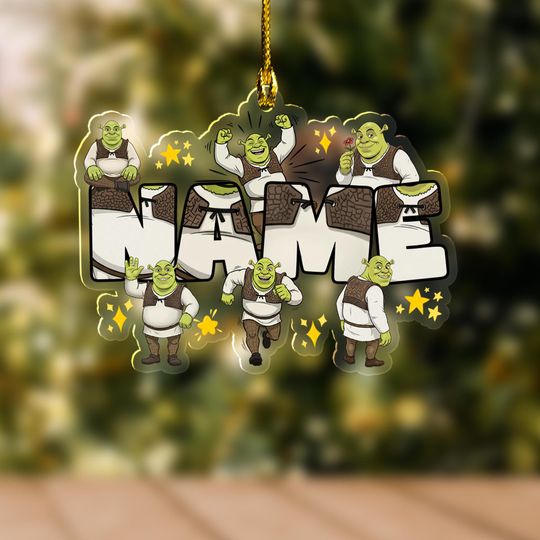 Personalized Shrek Ornament, Shrek Acrylic Christmas Ornament, Kids Christmas Ornament