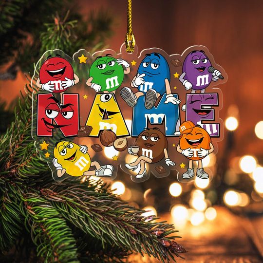 Discover Custom M&M Christmas Hologram Ornament, M and M Candy Acrylic Ornament