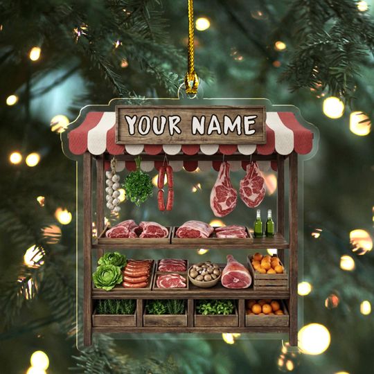 Discover Custom Butcher Shop Christmas Acrylic Ornament, 2D Flat Acrylic, Xmas Gift for Butcher