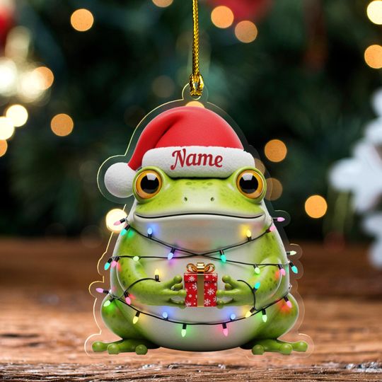 Discover Personalized Frog Xmas Ornament, Cute Frog Acrylic Ornament, Custom Christmas Frog Keepsake