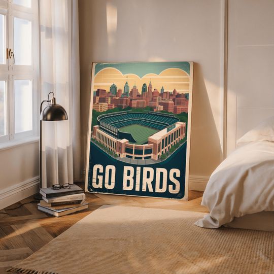 Discover Vintage Philadelphia Eagles Stadium Print: Go Birds Retro Football Art